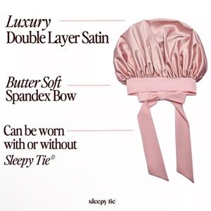 NWT Sleepy Tie Satin Sleep LuxeBonnet In Blush